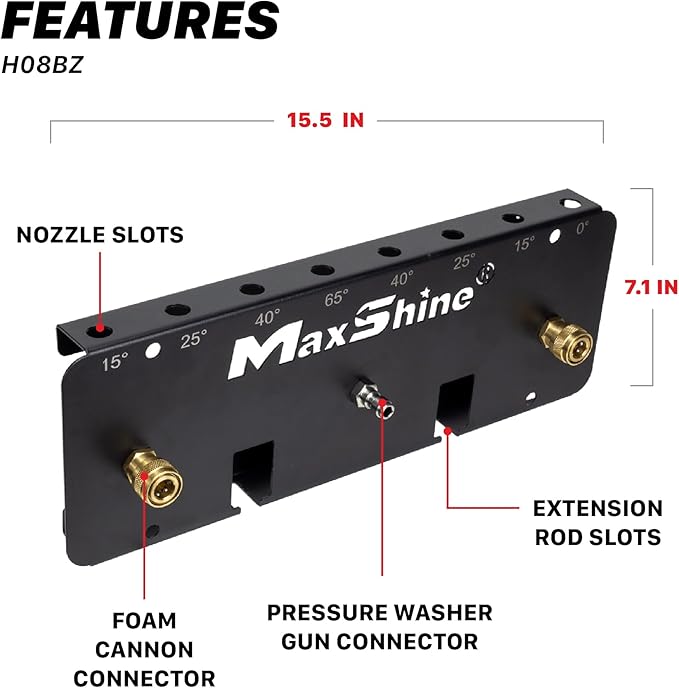 Maxshine Universal Foam Cannon Holder - Wall-Mounted Organizer for Garage & Mobile Detailing, Holds Foam Cannons, Compatible with 1/4” Quick Connect (2 Cannons (Logo))