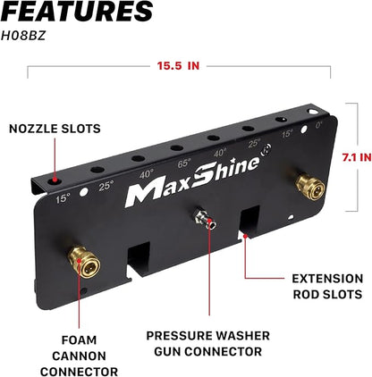 Maxshine Universal Foam Cannon Holder - Wall-Mounted Organizer for Garage & Mobile Detailing, Holds Foam Cannons, Compatible with 1/4” Quick Connect (2 Cannons (Logo))