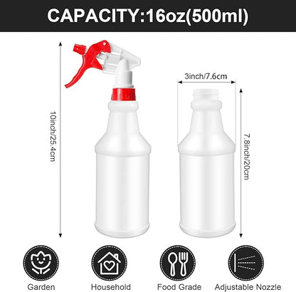 Eccliy 12 Pcs 16 Oz Plastic Spray Bottle, Adjustable Empty Reusable Sprayer for Cleaning, Planting, Water, Bathroom and Kitchen, BBQ, Commercial and Residential (Originial,Colorful)