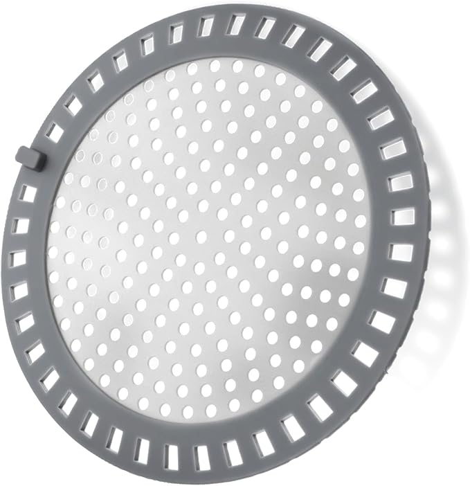Shower Drain Hair Catcher Round Flat Shower Drain Cover & Protector with Silicone Rim Weighted Metal Sink Hair Trap Stopper for Regular Drains of Shower Room, Bathroom