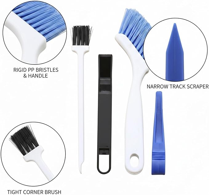 Window Groove Cleaning Tool Set, Narrow Track Cleaner for Sliding Doors & Car Seals, 1.2-Inch Width
