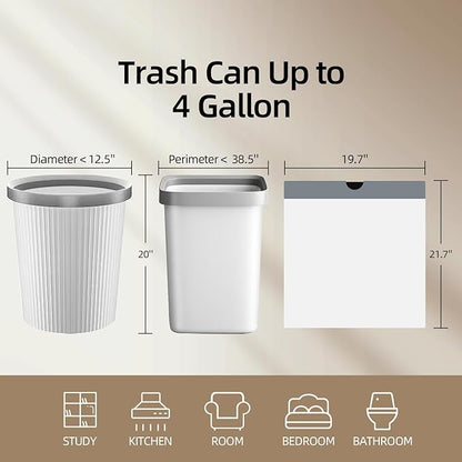 KSSKSS 4 Gallon Mini Drawstring Trash Bags, Small Garbage Bags by KSSKSS, Code a fit 15-22 Liter, 4-6 Gal, White Trash Bin Liners for Home Office Kitchen Bathroom Bedroom, 120 Counts