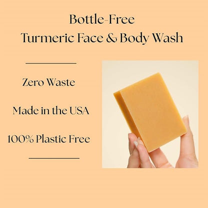 Turmeric Soap Bar for Face & Body – Handmade with Organic Shea Butter, Chamomile, Calendula – Gentle, Non-Drying Natural Face Wash for Sensitive Skin, All Skin Types, Made in USA 4.5 oz (6 Pack)