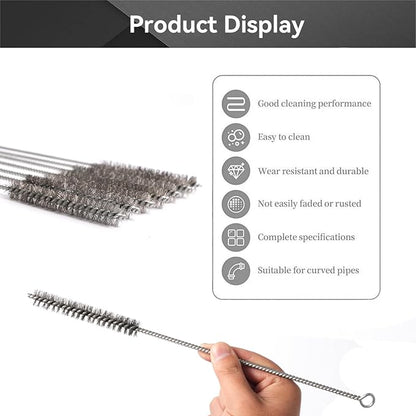 12 Inch Pipe Cleaning Brush Set with Stainless Steel Bristles, Steel Wire Tube Brush Kit for Auto Parts Polishing, Machining, Bottles, Tubes, Etc.（15mm-2pcs）