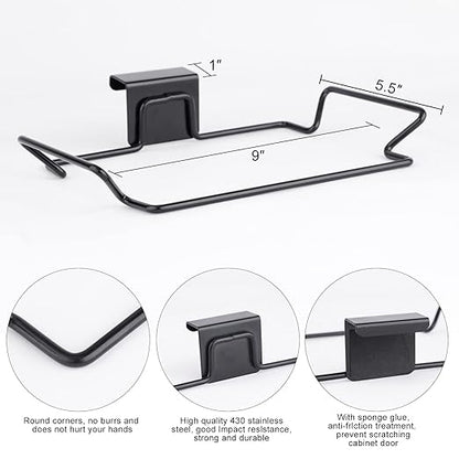 2 Pcs Large Stainless Steel Trash Bag Holder for Cabinets and Cupboards, Under Sink, Black