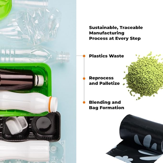 Best Pet Supplies Dog Poop Bags for Waste Refuse Cleanup, Doggy Roll Replacements for Outdoor Puppy Walking and Travel, Leak Proof and Tear Resistant, Thick Plastic - Black (Unscented), 600 Bags