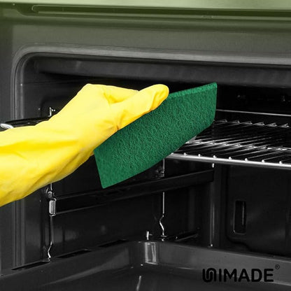 UNIMADE Heavy Duty Scouring Pads, 24Pcs Household Scour Pads for Kitchen, Garage and Outdoors, Reusable Dish Scrubber Pads for Pan and Metal Grill - Green