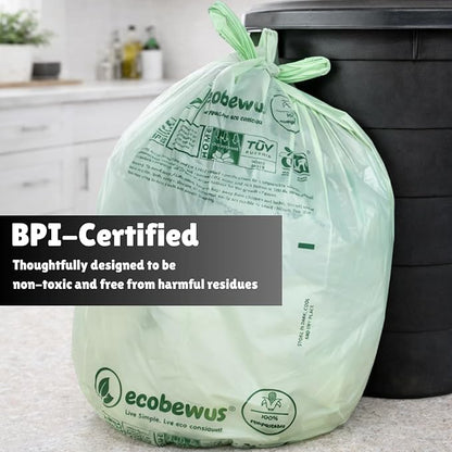 100% Compostable 13 Gallon Bags (35 Bags) Tall Kitchen Food Scrap Disposable Compost Trash Bgas Certified Composte Bags US BPI & OK Compost Home Certified by Meeting ASTM D6400 (35 ct.)