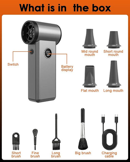 Superpower Electric Air Duster-180000RPM Brushless Cordless Air Duster for Deep Cleaning, 8000mAh, 1-Hour Full Charge, 4 Speeds. Mini Dust Blower for PC, Keyboard, Car, Home & Outdoor