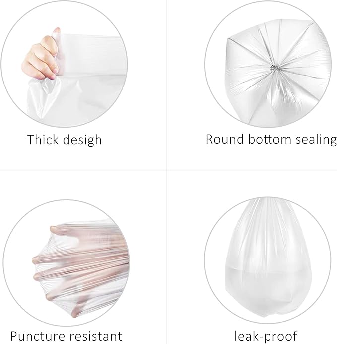 200 Counts 2 Gallon (1.8-2 Gal) Small Trash Bags Garbage Bags by RayPard, fit 1.6,1.8,2,2.2 Gal Waste Basket, 6.5-7 Liter Strong Trash Can Liners for Home Office Kitchen Bathroom Bedroom, Clear