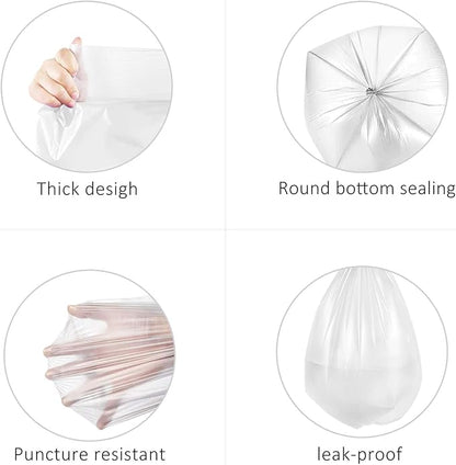 200 Counts 2 Gallon (1.8-2 Gal) Small Trash Bags Garbage Bags by RayPard, fit 1.6,1.8,2,2.2 Gal Waste Basket, 6.5-7 Liter Strong Trash Can Liners for Home Office Kitchen Bathroom Bedroom, Clear
