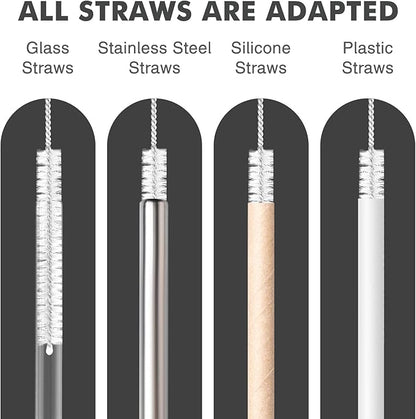 Straw Cleaner Brush, Reusable Metal Handles Straw Cleaning Brush Extra Long for Stanley Mug 40, 30, 20 oz, 10mm 15mm Wide for Sippy Cup, Water Bottle and Tubes Pipe