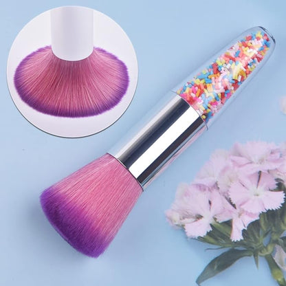 Nail Art Dust Powder Remover Brush, Nail Art Dust Cleaner Brush Professional Nail Art Tool for Acrylic Gel Nails Colorful Handle