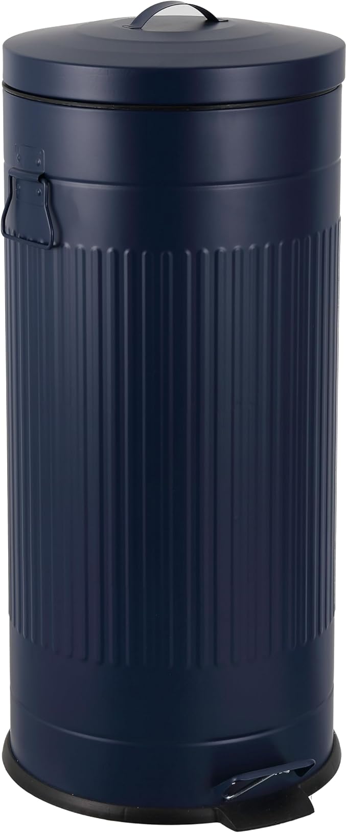 happimess HPM1018D Theo Retro 8-Gallon Step Trash Can with Soft-Close Lid and Free Mini Trash Can for Home, Kitchen, Bathroom, Living Room, Office, Denim Blue