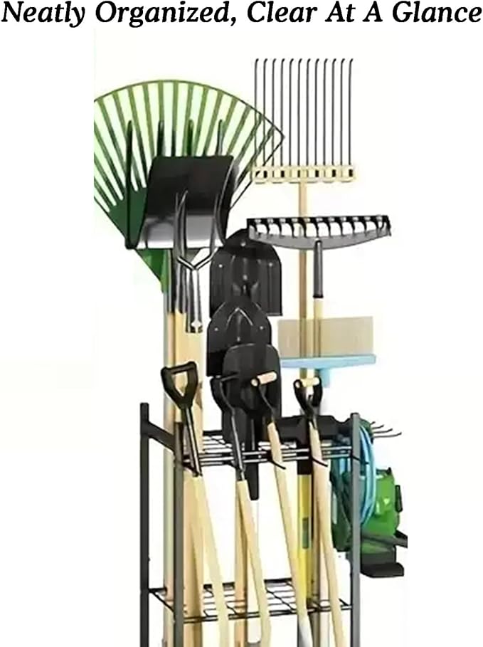 Garden Tool Organizer for Garage,Broom Holder,Freestanding Organizers and Storage UP to 35 Tools