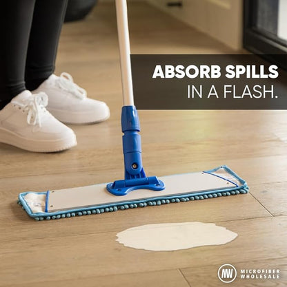 18" Mucho Mop Microfiber Mop System - Mops for Floor Cleaning - Hardwood Floor Mop for Tile, Laminate, Wood, Vinyl Floors | Washable Pads | Dry & Wet Mopping