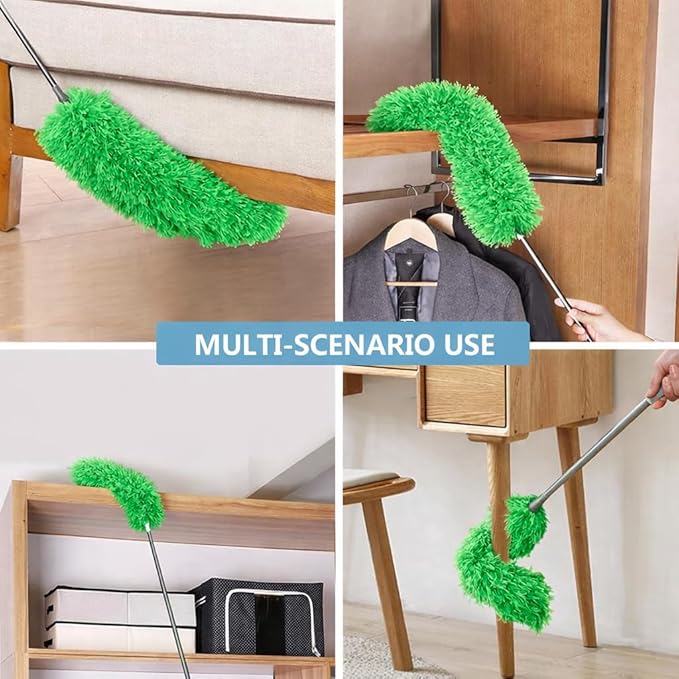 Duster for Cleaning High Ceiling Fan (Green), AzunMicrofiber Feather Duster with 30" to 100" TelescopingExtension Pole, Long Extendable Duster for Home CarFurniture Cobweb