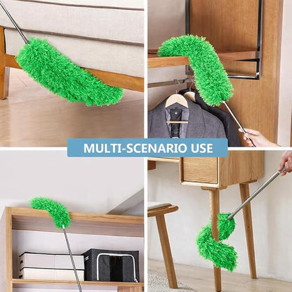 Duster for Cleaning High Ceiling Fan (Green), AzunMicrofiber Feather Duster with 30" to 100" TelescopingExtension Pole, Long Extendable Duster for Home CarFurniture Cobweb