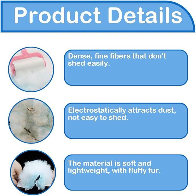 Electrostatic Flash Dust Magnet Refills, Disposable Blue Cleaning Dusters - Fluffy Microfiber Pads for Home, Car, Office and Blinds, No Handle Included (Blue 20pcs)