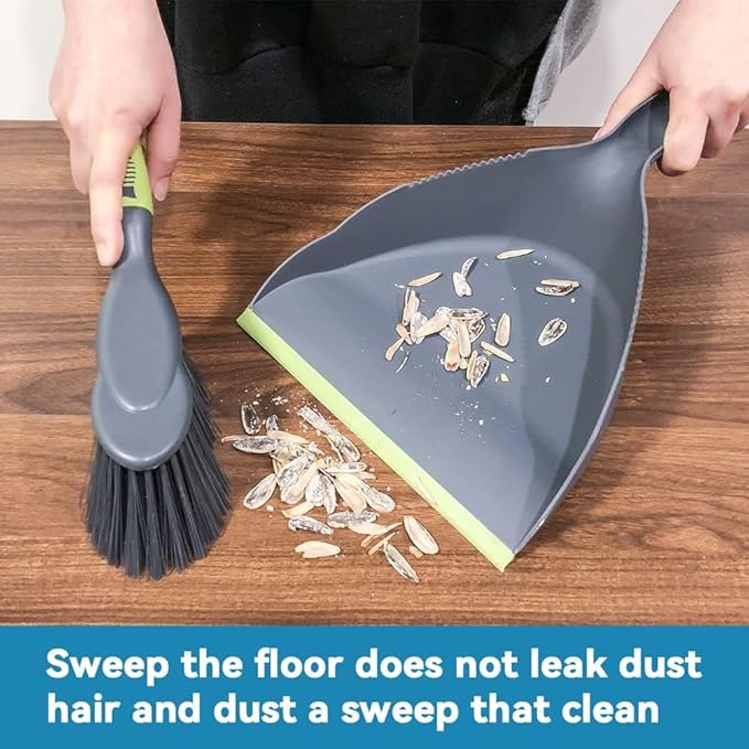 Dust Pan Broom Dustpan Brush - Dust Pans with Brush, Hand Broom and Dustpan Set, Handheld Broom and Dustpan Set, Used to Clean Floors, Tables, Animal Cages, PET Fiber Bristles (3pcs)