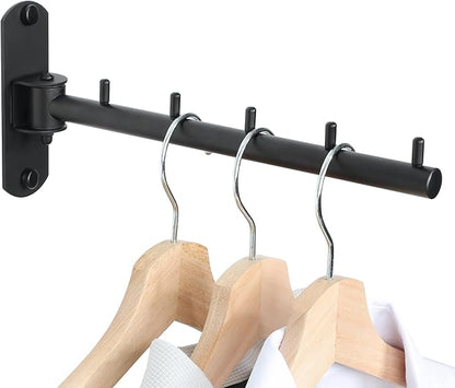 Mooche Swing Clothes Hanger Rack, Garment Racks Folding Clothes Bar Wall Mounted, 180°Rotation Laundry Drying Rack 304 Stainless Steel Space Saving for Laundry Room Bedroom Balcony, 9.45" Long