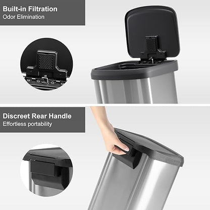 21 Gallon Kitchen Trash Can (80 L), Stainless Steel Garbage Can with Soft-Close Lid & Foot Pedal, Large Step-on Waste Bins Trash for Home Office