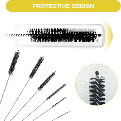 Brush Family Straw Cleaner Brush Set,6 Piece Long Drinking Straws Cleaning Brush Pipe Tube Tiny Brushes 10-inch,Black