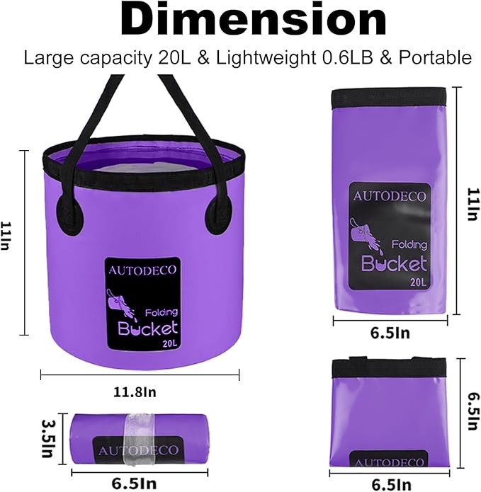 Collapsible Bucket 5 Gallon Container Folding Water Bucket Portable Wash Basin 20L