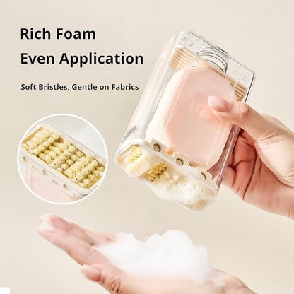 Drain Soap Container - Roller Brush Foaming Cleansing Keeper Portable Spring Powered Washing Box for Fabric Care, Zero Waste Soap Saver Holder for Laundry Bathroom Shower (2pcs)