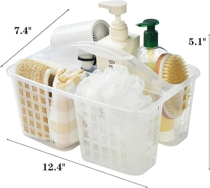 Portable Shower Caddy Basket,Convenient Cleaning Supplies Organizer with Compartments and Handle,Ideal for Bathroom, Bedroom, Kitchen, College Dorm,Garden,etc.transparent-2 Pcs