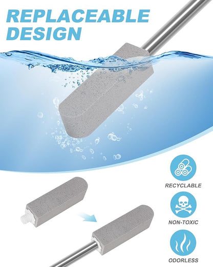 6 Pack Pumice Stone Toilet Bowl Cleaner with Long Stainless Handle - 22" Longer Pumice Stone for Cleaning - Hard Water Ring Stains Remover Brush for Toilet, Bathroom, Kitchen, Sink, Pool, Tile, Grill