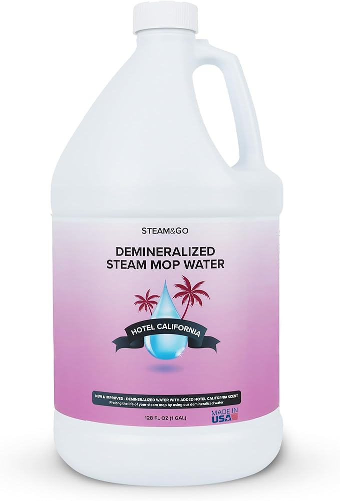 Steam & Go Demineralized Water - Multi-Surface Cleaner for Steam Cleaners, Hardwood Floors, Kitchens, & Bathrooms - Germ-Killing Formula - Hotel California Scent - 1 Gallon