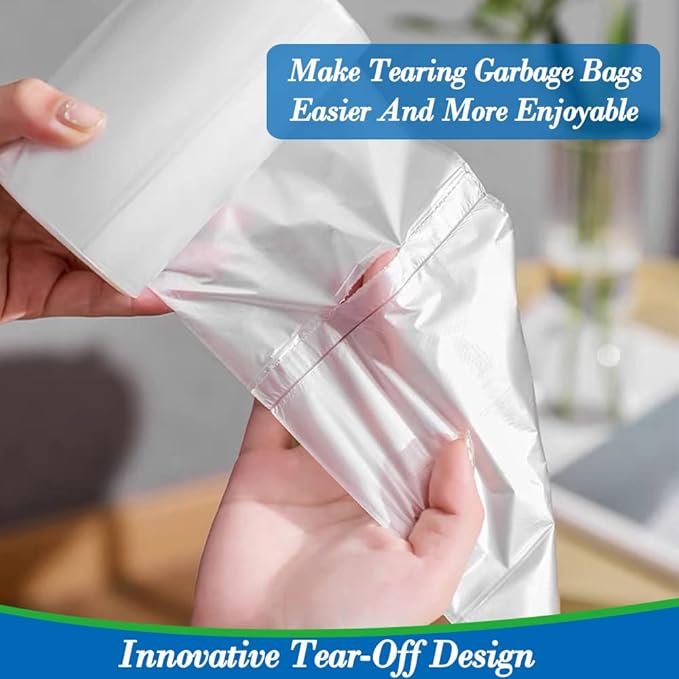 0.5 Gallon 250 pcs Mini Clear Trash Bags, Tiny Strong Garbage Bags,Small Plastic Bags for Desktop Trash Bin, Tiny Bathroom Trash Can Bin Liners,Mini Bags for Waste Basket Liner,Fit 2 Liters-Clear