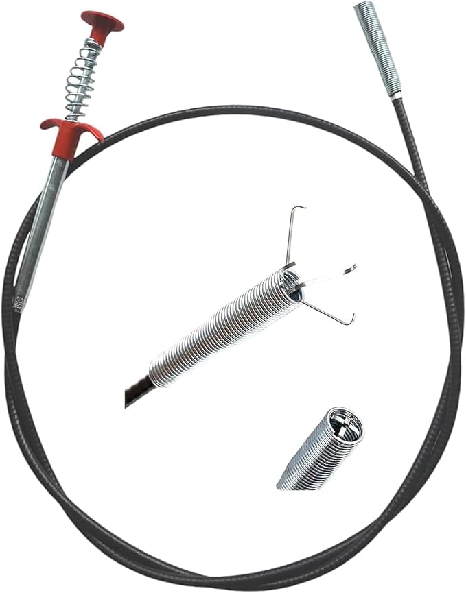Drain Snake for Hair Clogs, 76 Inch Plumbing Auger Tool with Hook, Sink Snake Drain Clog Remover for Tub Pipes