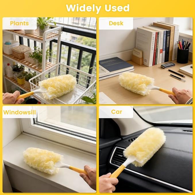 HomeBeyond Heavy Duty Duster Refills, 360° Efficient Duster Kit for Swiffer, 30 Pack & 3 ft Extension Pole, 5X Microfibers Multisurface Dusters for Cleaning Home, Celling Fan, Blinds, Vent & Shelves