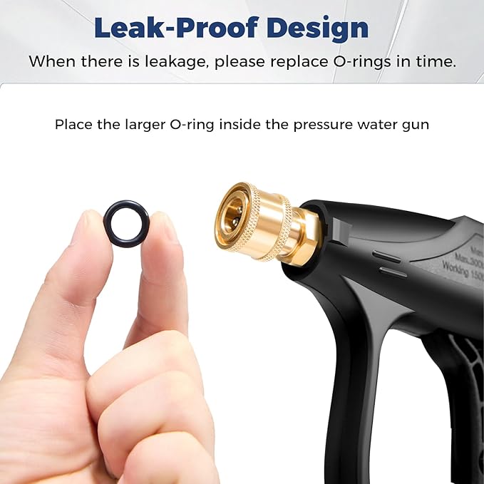 Pressure Washer Gun with Foam Cannon, Car Wash Foam Gun Kit 1/4 Inch Quick Connector, Adjustable Soap Cannon with 5 Pressure Washer Nozzle Tips, Adapter, 1 Liter, A Fluorescent Green Glove