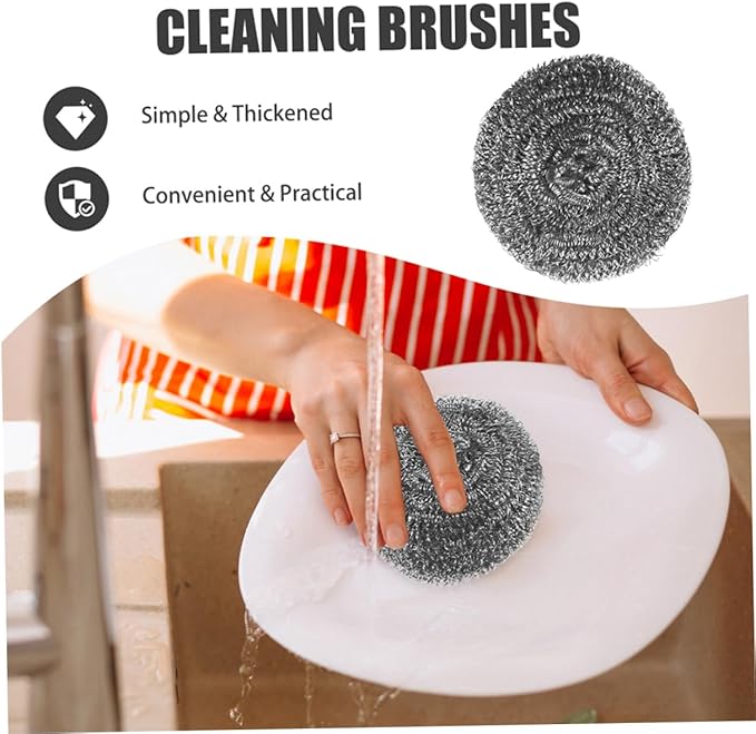 Unomor 8Pcs Stainless Steel Pot Balls Heavy Duty Wire Scrubbers for Kitchen Dish Removal Tool for Stovetops and Pots