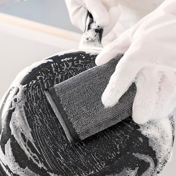 Swift-Scrub Non-Scratch Wire Steel Scrubber for Sustainable Cleaning of Utensils, Dishes, Counters, Sinks and Wet and Dry Cleaning Multipurpose Dish Wash Scrubber | (Metal-Wire Sponge Pad, Pack of 4)