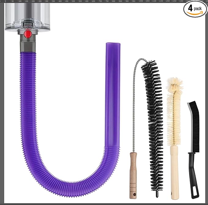 Dryer Vent Cleaner Kit for Dyson V15 V12 V11 V10 V9 V8 V7, Hose Attachment Flexible Crevice Drum Lint Brush Trap Cleaning Tool Kit, 4 Piece
