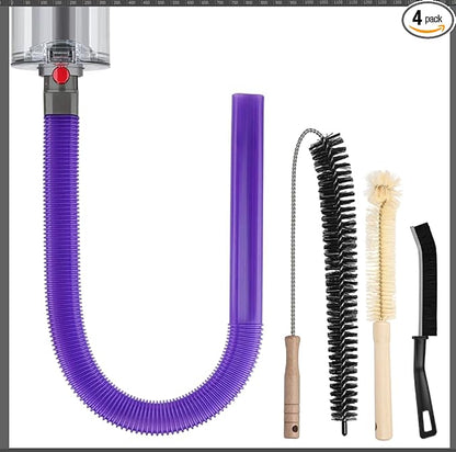 Dryer Vent Cleaner Kit for Dyson V15 V12 V11 V10 V9 V8 V7, Hose Attachment Flexible Crevice Drum Lint Brush Trap Cleaning Tool Kit, 4 Piece