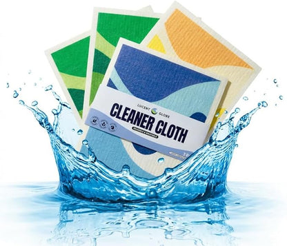 Lucent Globe Swedish Dishcloths for Kitchen (3-Pack) – Reusable, Eco-Friendly Sponge Cloths Replace 15 Paper Towel Rolls – Plant-Based, Machine Washable, Super Absorbent & Compostable Cleaning Cloths