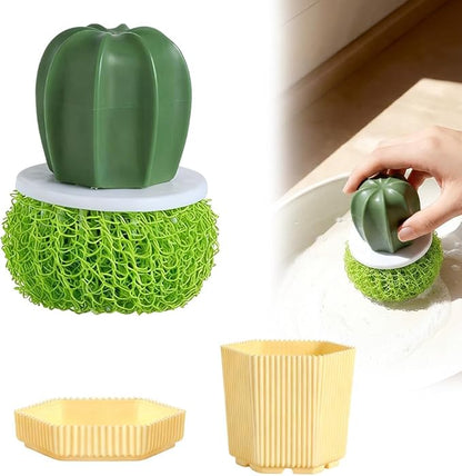 Comfort Grip Soap Dispensing Kitchen Scrub,Soap Dispensing Dish Brush,Replaceable Cleaning Brush,Dispenser has Non Slip Handle for Cleaning Dishes, Pots, Pans,Sinks (A)