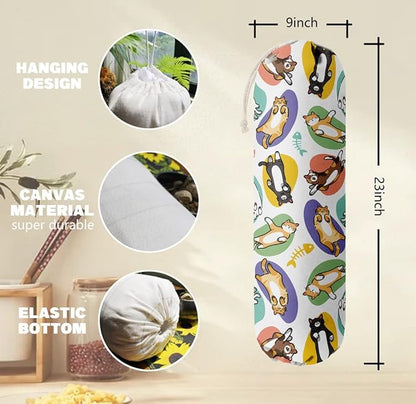 Cat Pattern Grocery Bags Holder Organizer For Shopping Bags，Wall Mount Plastic Bags Storage Container Dispensers, Pet Lovers Home Kitchen Gifts For Family, Friends, Cat Mom, Cat Dad, Women