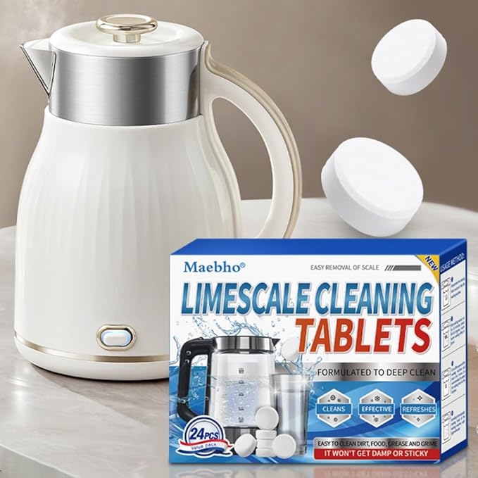 24 Packs Powerful Limescale Cleaning Tablets - Efficient Water Bottle Cleaning Tablets Perfect for Water Bottles, Tumblers, Removes stubborn stains KETTLE & Coffee Cup Cleaner (In Stock at the US)