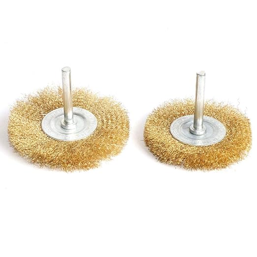 FPPO 5pcs Brass Wire Wheel Brush Kit for Drill,Crimped Cup Brush with 1/4-Inch Shank ,0.13mm True Brass Wire,Soft Enough to Cleaning or Deburring with Less Scrach
