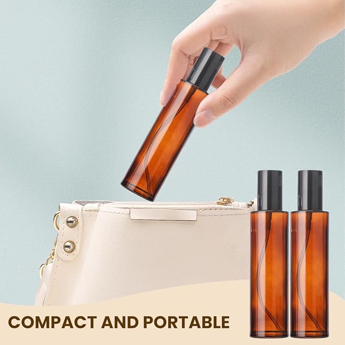 UPSTORE 2 Pcs 100ml 3.4oz Amber Glass Spray Bottles Refillable Fine Mist Spray Bottles Cosmetic Bottles Container Vials for Essential Oils Aromatherapy Perfumes Makeup