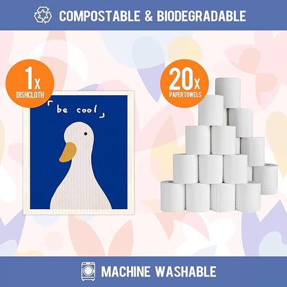 Swedish Dishcloths for Kitchen 6 Pack Blue Cellulose Sponge Cloths Non Scratch Reusable Paper Towels Biodegradable and Reusable Kitchen Dish Rags (Klein Blue)