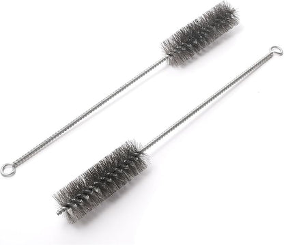 12 Inch Pipe Cleaning Brush Set with Stainless Steel Bristles, Steel Wire Tube Brush Kit for Auto Parts Polishing, Machining, Bottles, Tubes, Etc.（30mm-2pcs）