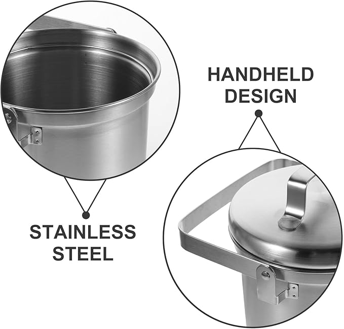 Compost Bin for Kitchen Countertop - 3L Stainless Steel Indoor Compost Bucket - Garbage Can Trash Pail for Kitchen Food Waste with Carrying Handle