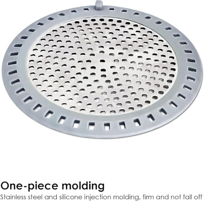 Seatery 2PCS Shower Drain Hair Catcher, Shower Drain Strainer, Stainless Steel with Silicone Edging, 4.75 Inch Diameter